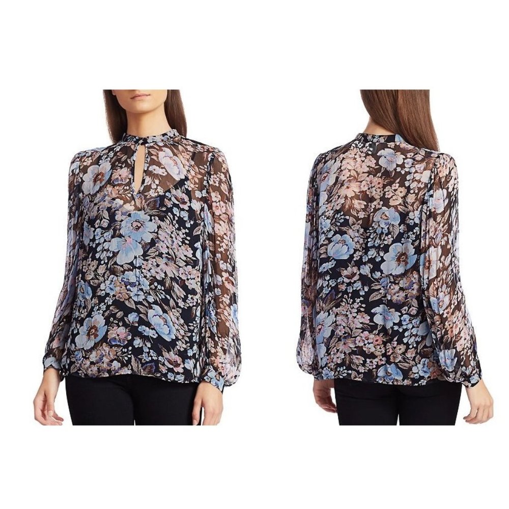Baum Und Pferdgarten Mertrice Blue Floral Silk Blouse Womens SZ 6 - Picture 8 of 16